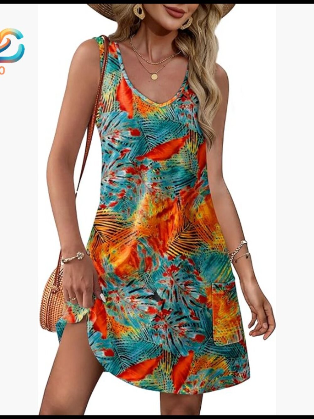 V-Neck Sleeveless Sundress with Pockets, Casual Summer Dress, Loose Fit